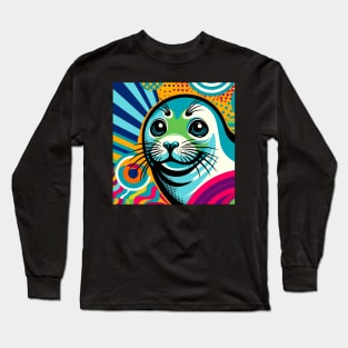 Arctic Aura Weddell Seal Pop Art - Polar Elegance Long Sleeve T-Shirt